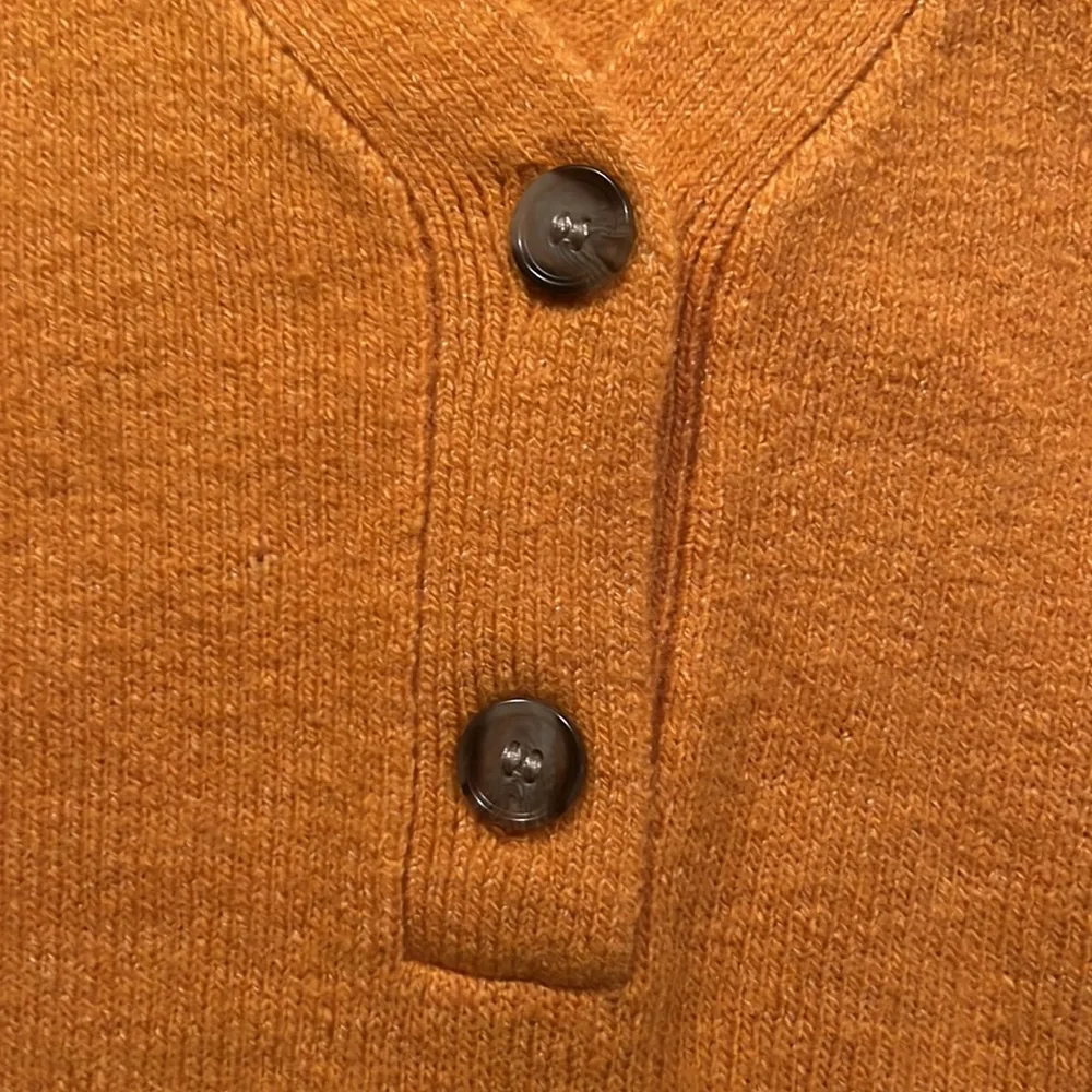 LOFT Marigold Mustard Yellow Super Soft Plush Button V Neckline Sweater